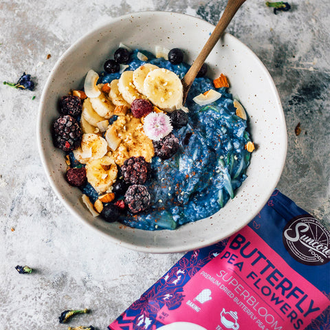 Blue Butterfly Pea Hemp Oatmeal Bowl
