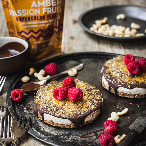 Sparkly Passion Fruit Vanilla Chocolate Cheesecake