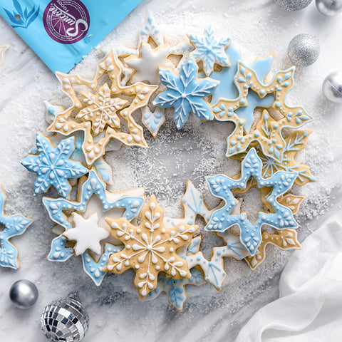 Aqua Blue Spirulina Snowflakes Cookie