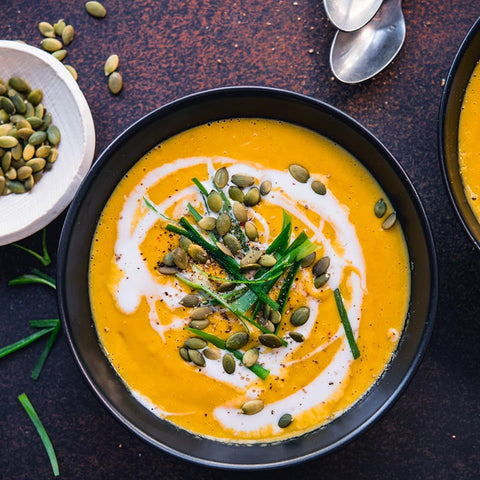 Autumnal Baked Sweet Potato Yam Soup