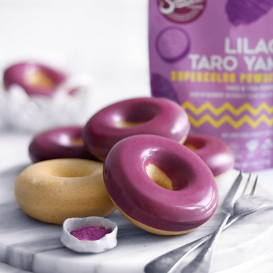 Baked Donuts with Lilac Taro Yam Glaze