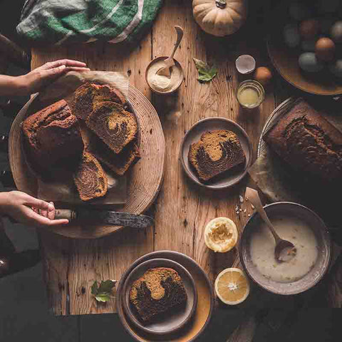 Baked Yam Pumpkin Chocolate Marble Cake