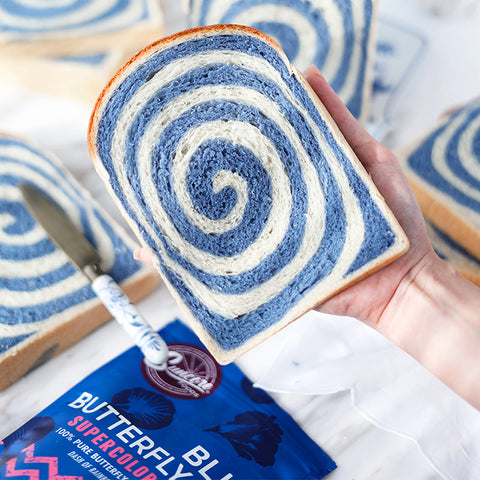 Blue Butterfly Pea Flower Swirl Bread