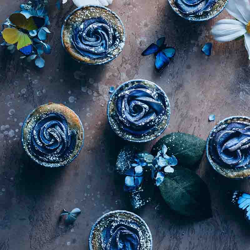 Suncore Foods Blue Butterfly Pea Rose Cupcakes