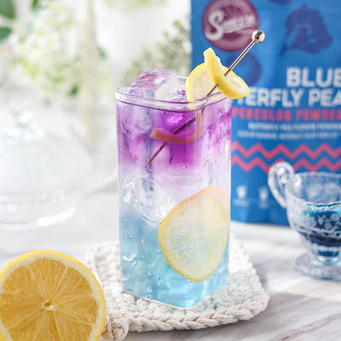 Butterfly Pea Flower Lemonade with Butterfly Pea Flower Jelly