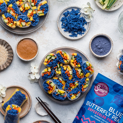 Butterfly Pea Rice Summer Rolls