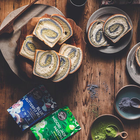Butterfly Pea Matcha Swirl Milk Bread