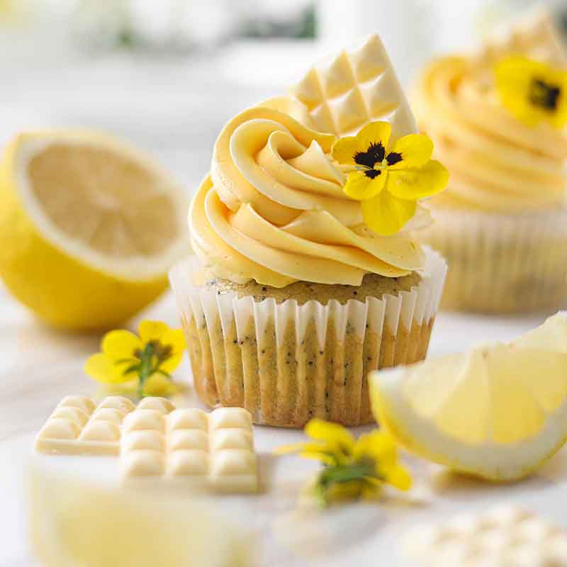 Suncore Canary Yellow Safflower Lemon Curd Cupcakes