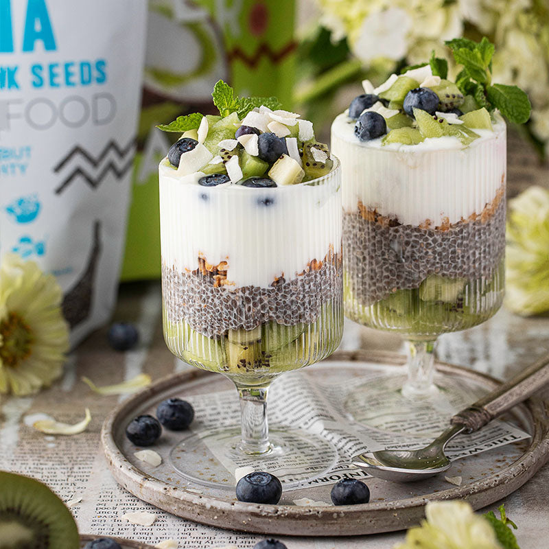 Suncore Foods Chia Seeds Kiwi and Blueberry Parfait