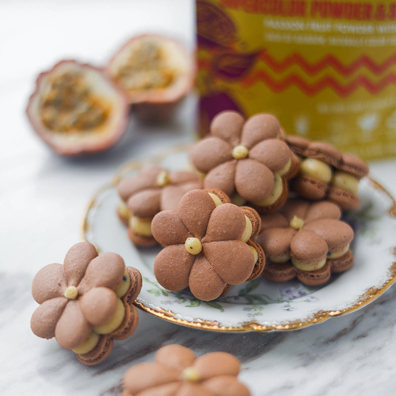 Suncore Foods Chocolate & Marigold Passionfruit Macarons