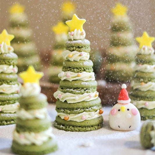 Suncore Foods Christmas Tree Macarons with Pandan Buttercream Filling