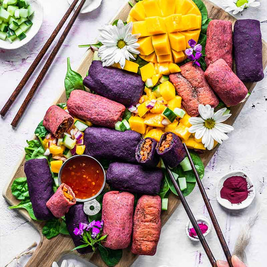 Suncore Foods Crunchy Rainbow Baked Spring Rolls with Mango Salad