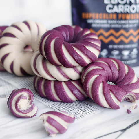 Ebony Carrot Swirl Steamed Buns