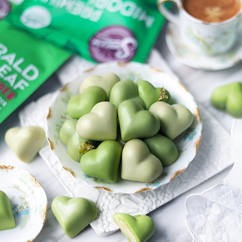 Emerald Pandan Leaf & Matcha Chocolate Hearts