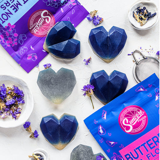 Suncore Foods Blue Hawaiian Heart-Shaped Forget Me Not Butterfly Pea Jello