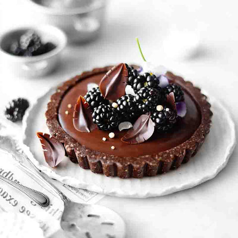 Rich Velvety Cacao Nibs Chocolate Ganache Quinoa Tart
