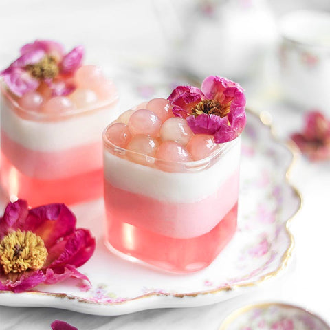 Flamingo PInk Pitaya Pudding with Tapioca Pearls