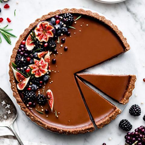 Chocolate Panna Cotta Quinoa Flake Chocolate Tart