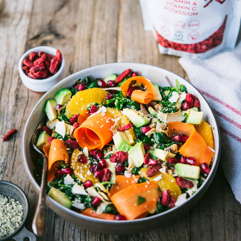 Hearty & Colorful Winter Goji Berry Hemp Seeds Salad