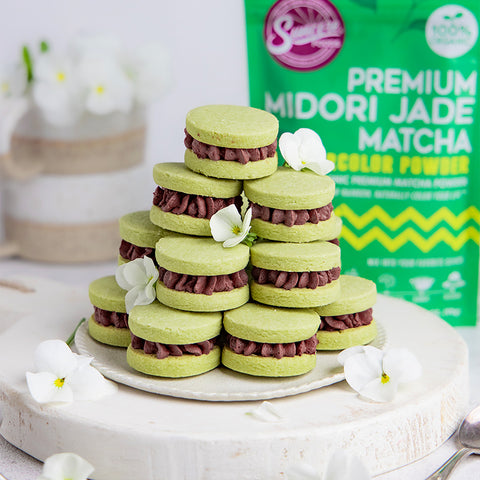 Matcha Shortbread Cookies with Chocolate Ganache