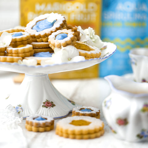Passion Fruit & Blue Coconut Linzer Cookies