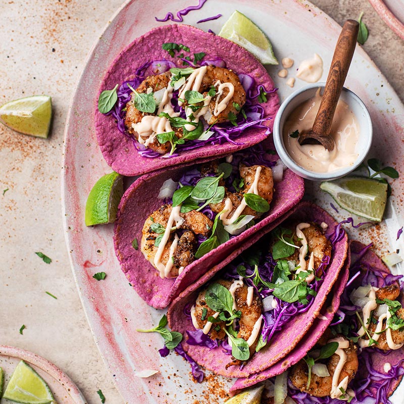 Suncoore Foods Grilled Shrimp Pink Tacos