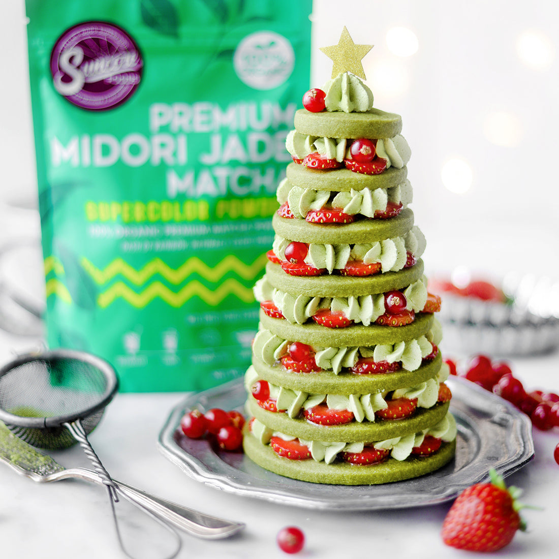 Suncore Foods Matcha Christmas Tree Cookies