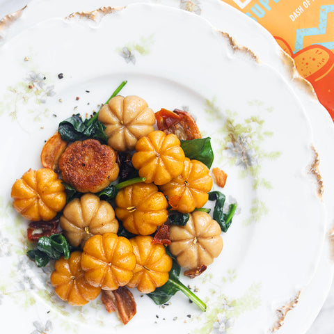 Autumnal Baked Sweet Potato Yam Pumpkin Gnocchi