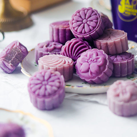 Purple Sweet Potato Snowskin with Sweet Yam Filling Mooncakes
