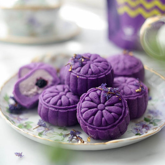 Suncore Foods Purple Sweet Potato Snowskin Blueberry Ice Cream Mooncake