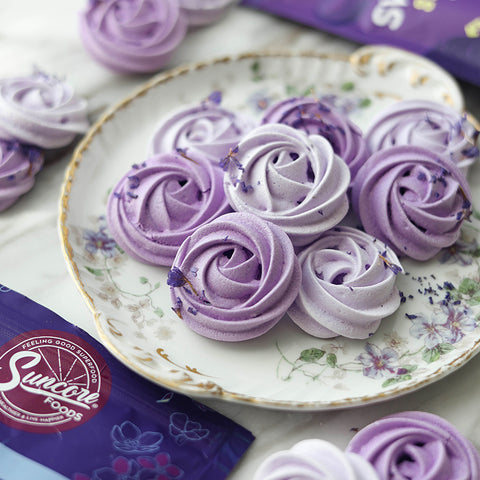 Purple Sweet Potato & Taro Yam Rosette Meringue Cookies