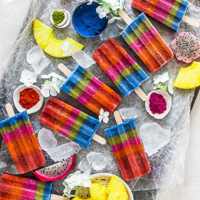 Suncore Foods Rainbow Banana Popsicles