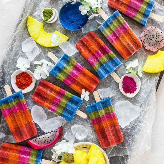 Rainbow Banana Smoothie Chia Seed Popsicles