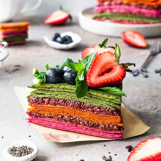Suncore Foods Rainbow Crepe Cake with Chia Jams