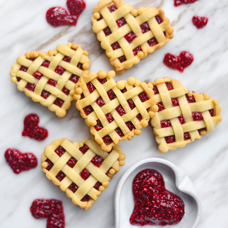 Suncore Foods Raspberry Chia Jam Heart-Shaped Linzer Cookies