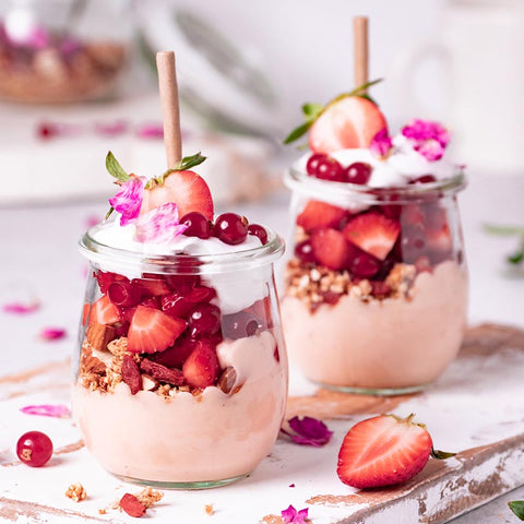 Red Beet Pink Pitaya Pudding Parfait Jars