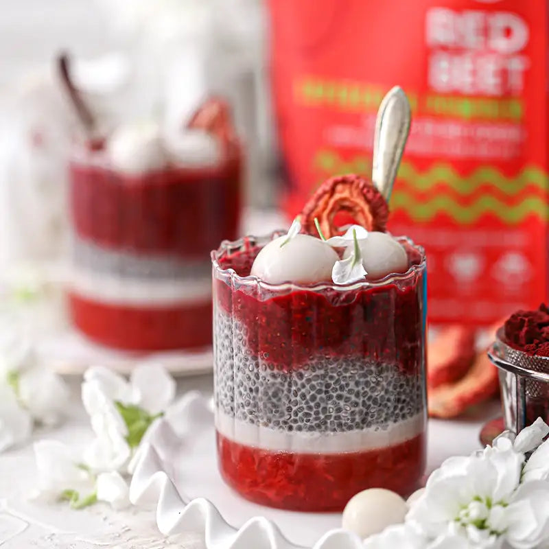 Suncore Foods Red Beet Strawberry Black Chia Seed Parfait