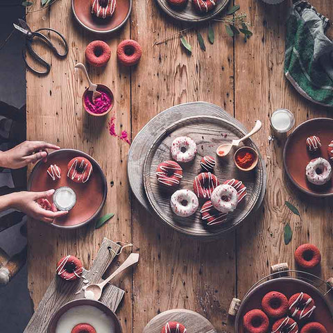 Red Velvet Donuts with Cream Cheese Glaze