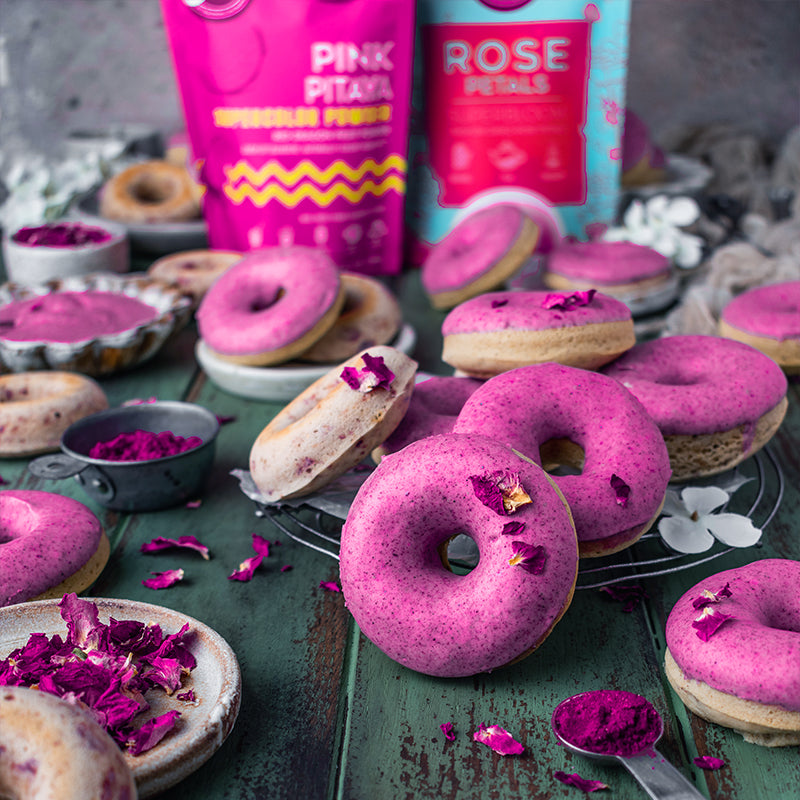 Suncore Foods Rose Donuts with Pink Pitaya Glaze