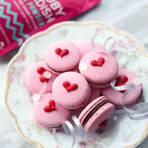 Ruby Red Radish Strawberry Pink Chia Jam Macarons