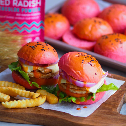 Ruby Red Radish Hamburger Sliders
