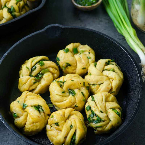 Autumnal Baked Sweet Potato Safflower Spiraled Knots Scallion Buns