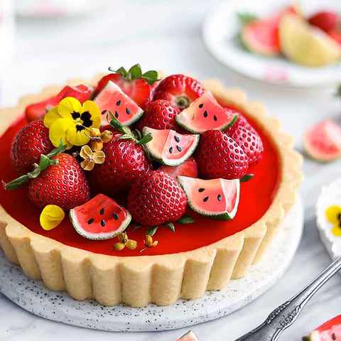 Strawberry Watermelon Tart with Lime & Jasmine Flower Tea Jelly