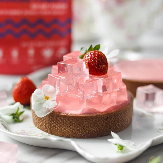 Suncore Foods Strawberry White Chocolate Mousse Tart with Red Beet Jelly