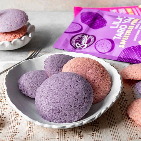 Lilac Taro Yam & Pink Pitaya Idli