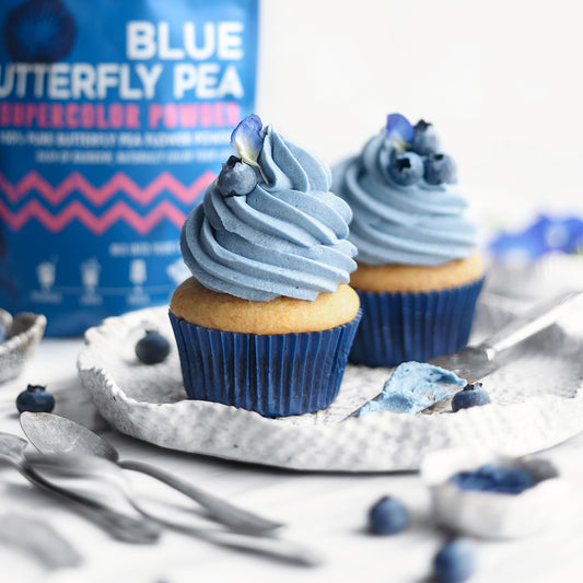 Suncore Foods Blue Butterfly Pea Frosting Vanilla Cupcake