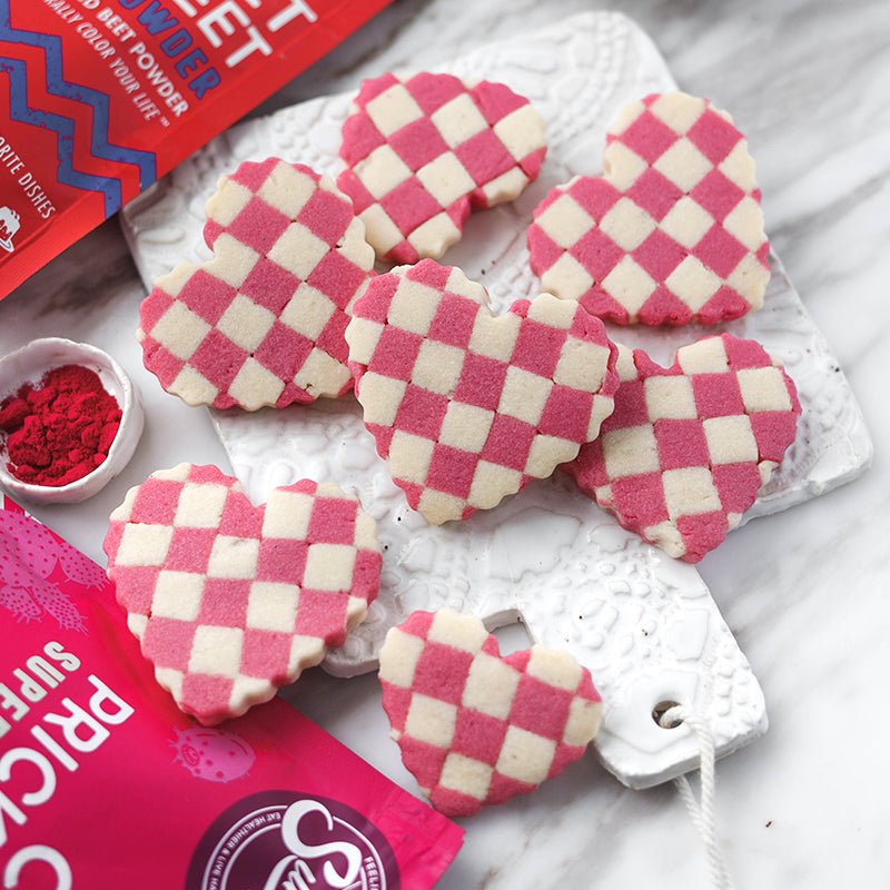 Suncore Foods Vanilla Heart Shaped Cerise Prickly Pear & Red Beet Cookies