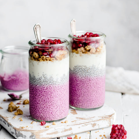 Pink Pitaya Chia Pudding Parfait