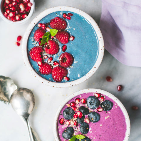 Colorful Vanilla Hemp Seeds Smoothie Bowls