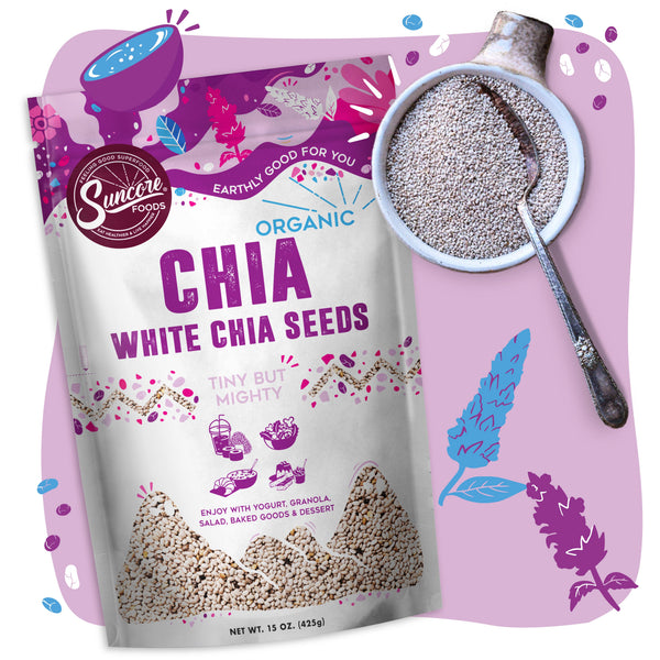 Organic White Chia Seeds - Quality Pantry Staples grains & seeds from Suncore Foods - Just $14.89! Shop now at www.suncorefoods.com